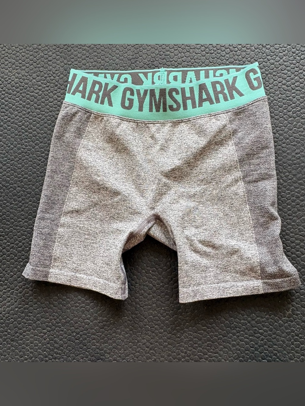 Gymshark Gray Shorts with Teal Logo Waistband